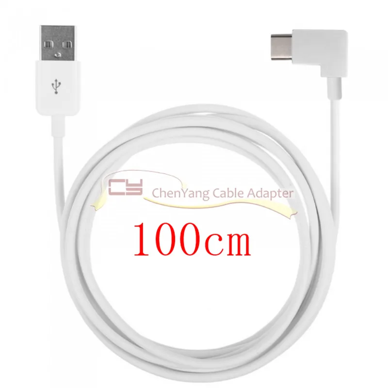 1M Right Angled Type-C USB-C to USB 2.0 Cable 90 Degree Connector for Tablet & Phone White Color 20cm  100cm  200