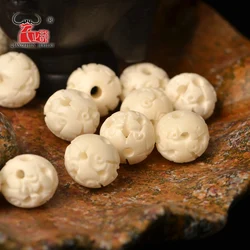 20PCS Natural yak bone bead hand-chain necklace DIY scatter beads Handmade Carved beads 12mm 10mm 8mm 6mm hole 1-2mm