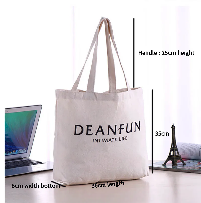 100pcs/lot 35cm*36cm Canvas Cotton Tote Bag Customized Logo Fashion Women Eco Bag For Company Advertising University Activity