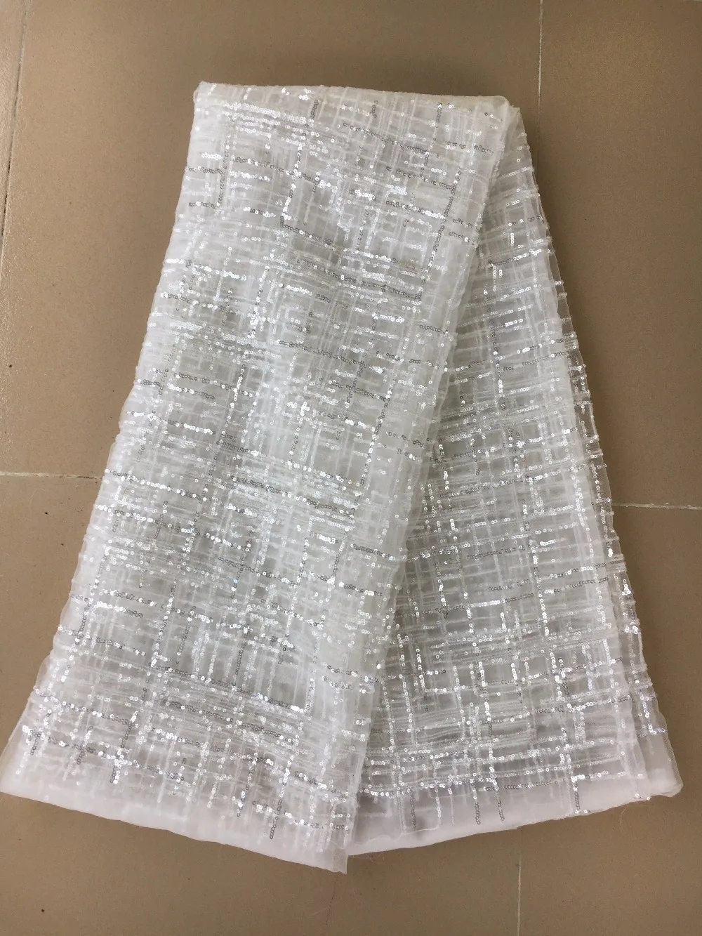 

Good Quality French Net Lace Fabric For Dress Free Shipping With sequins 5 yards