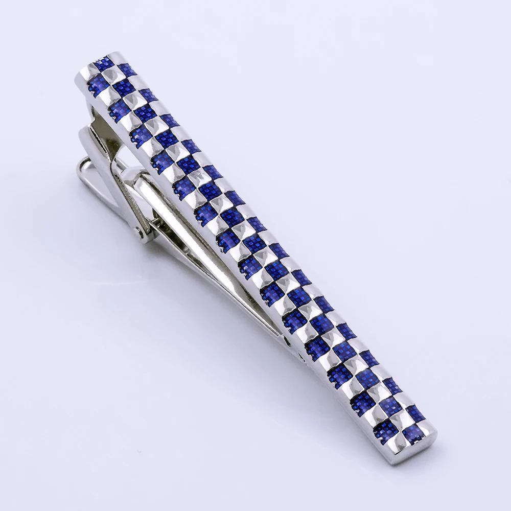 KFLK quality cufflinks stickpin tie pin man\'s wedding present blue grid tie clip cufflink stickpin 2017 products guests