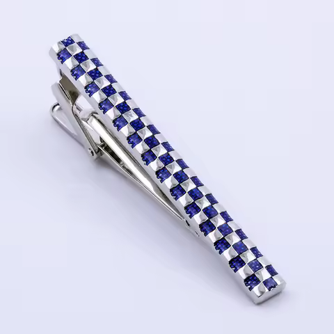 KFLK quality cufflinks stickpin tie pin man's wedding present blue grid tie clip cufflink stickpin products guests