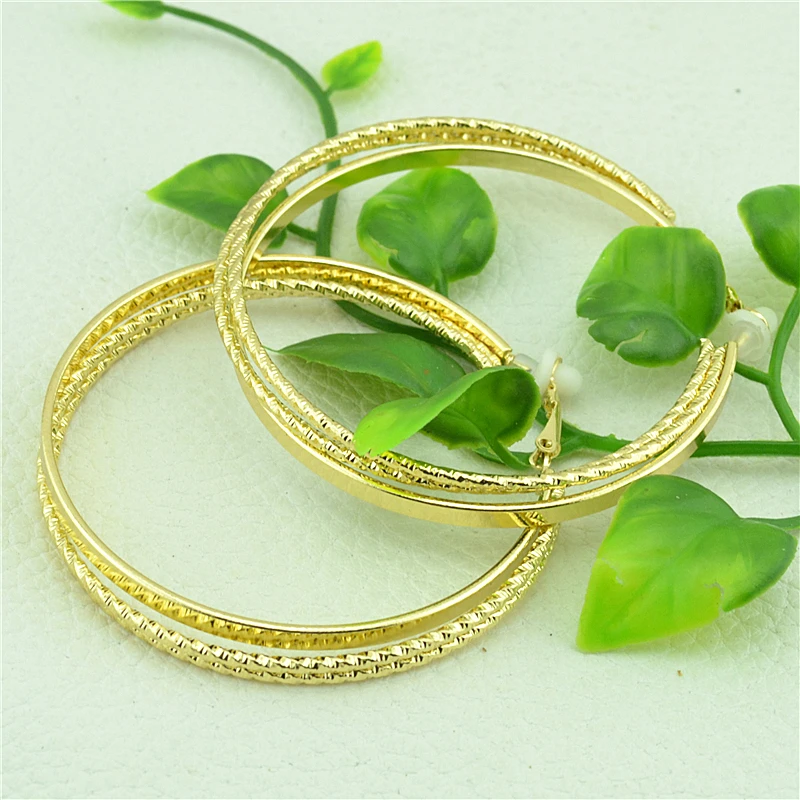 Big Circle Clip on the ear ring No ear hole Without piercing Earrings for women Fashion jewelry Accessories Gold Silver Plating