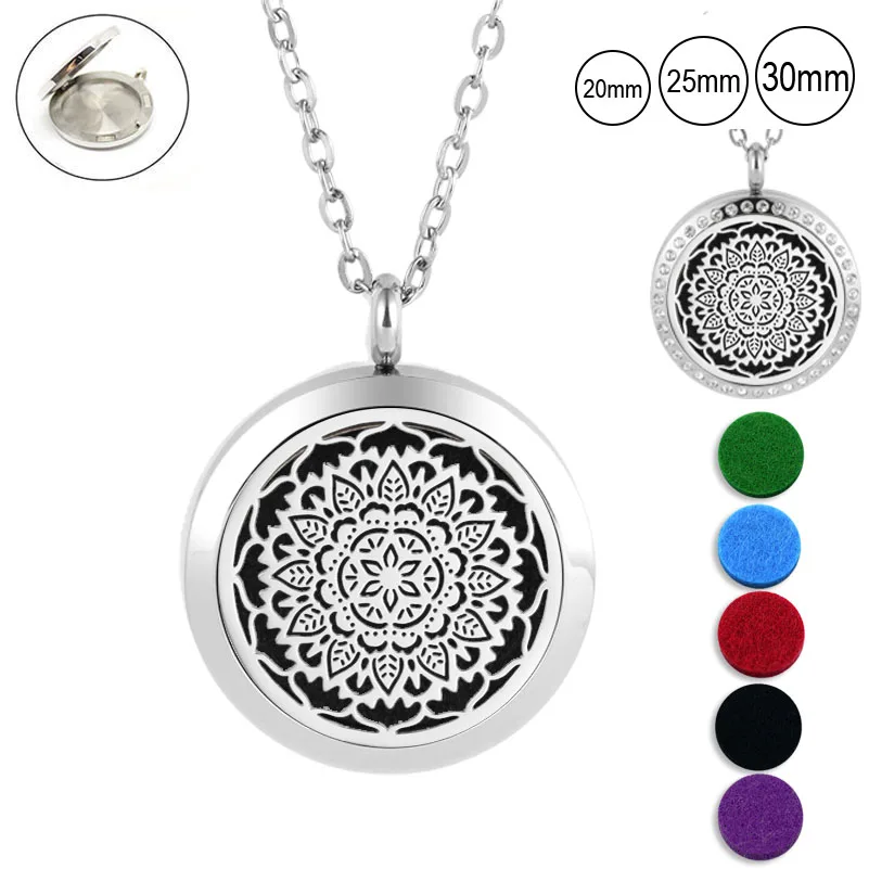 25mm 30mm magnetic essntial oil necklace for women 316L stainless steel aromatherapy pendant diffuser necklace (free with 5pads)