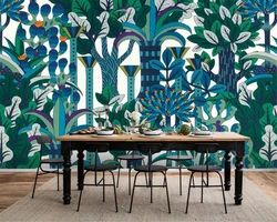 Custom size mural nostalgic rainforest plants 3d Wallpaper painting home decoration relief self-adhesive material Wall paper