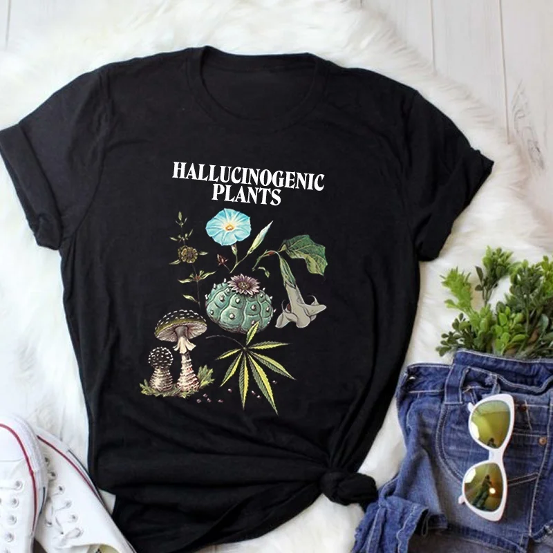 kuakuayu HJN Unisex Hallucinogenic Plants T-Shirt Hipsters Vintage Fashion Marijuana Mushroom Tee