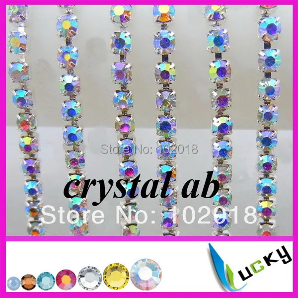 Free shipping!10 yards 2014 new strass crystal cup chain super closed with 2mm high quality crystal ab rhinestones for garment