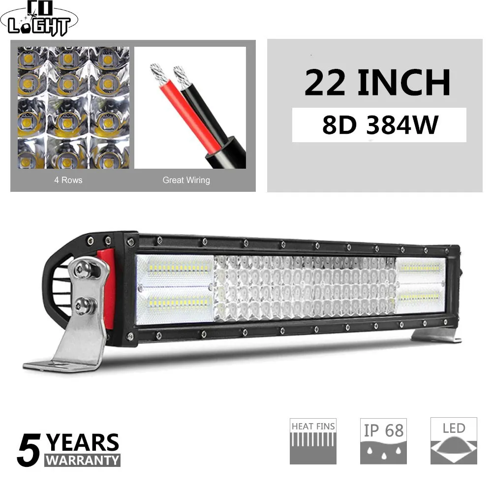 

CO LIGHT 22inch 8D Led Bar Offroad 384W 4-Rows Combo Light Bar for Boat SUV ATV Pickup Truck Tractor 4X4 4WD Led Work Light 12V