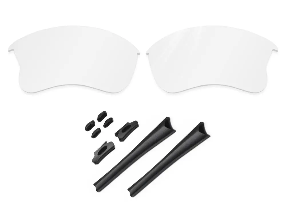 

Glintbay 100% Precise-Fit Crystal Clear Replacement Lenses and Black Rubber kit for Oakley Flak Jacket XLJ Sunglasses