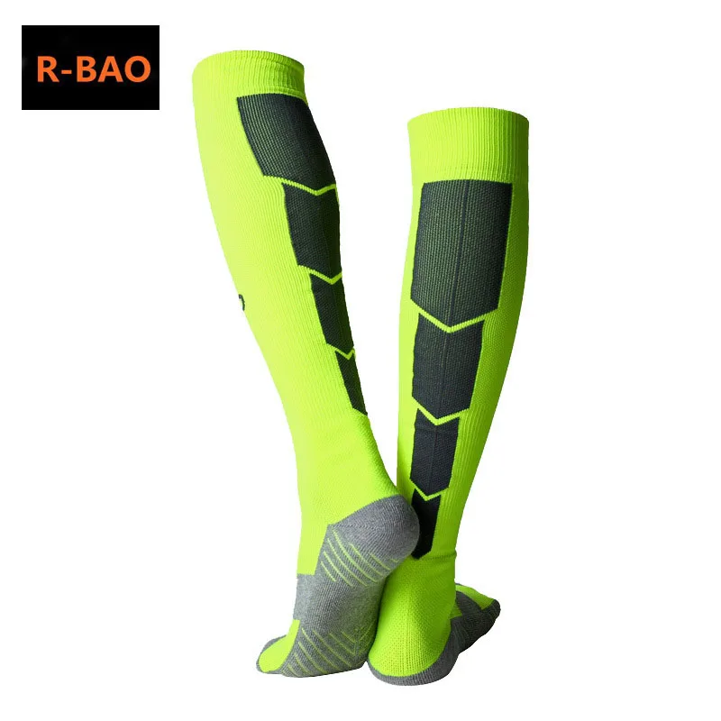 

R-BAO 1 Pair Cotton Long Soccer Socks Non-slip Sport Football Ankle Leg Shin Guard Compression Protector For Men 39-44