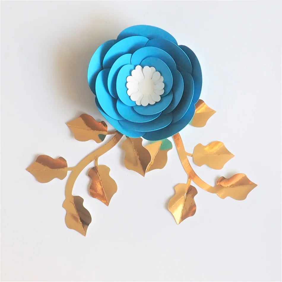 Artificial Flowers 10CM + Leaves 15CM Fleurs Artificielles Backdrop DIY Giant Paper Flowers Wedding Party Decor Baby Shower