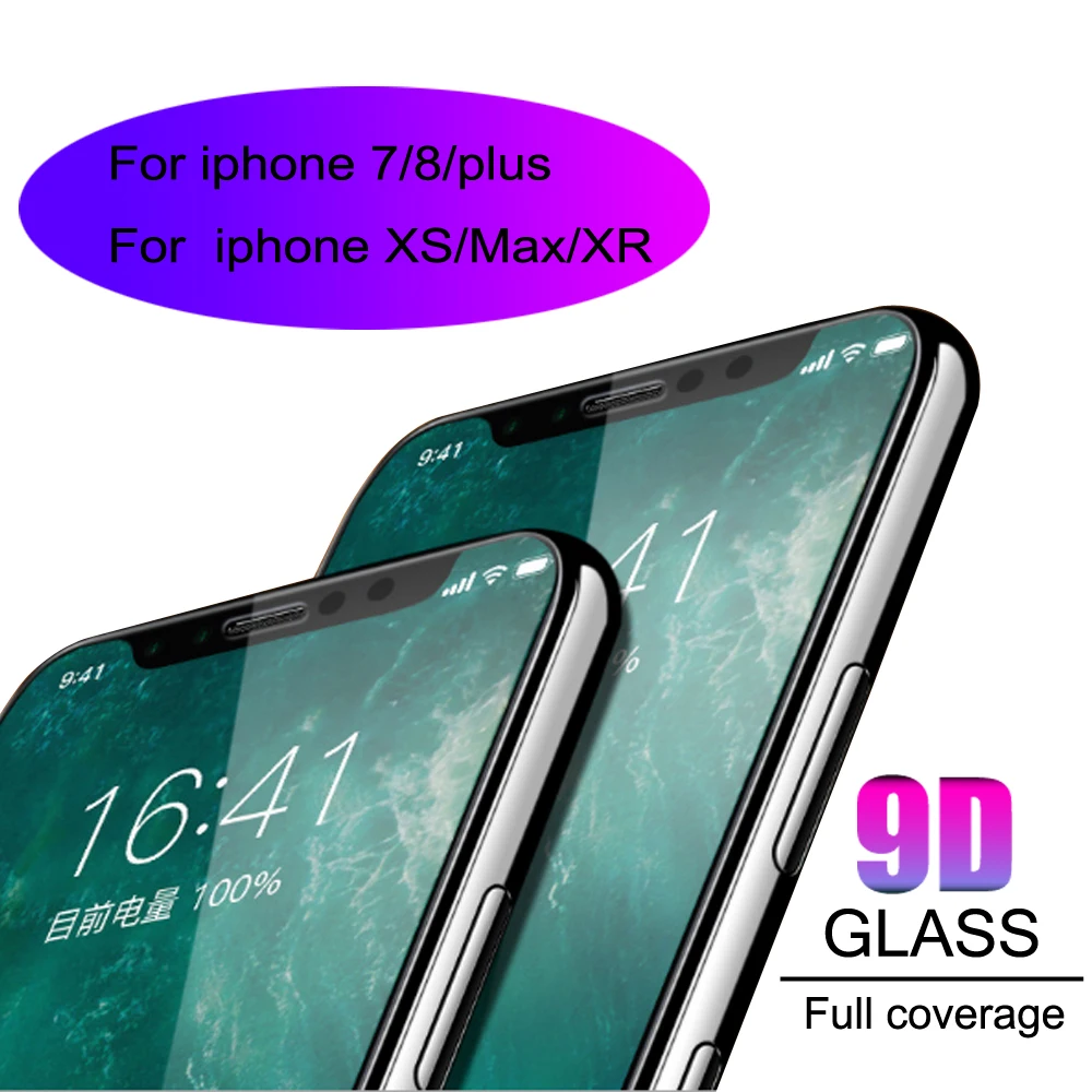 Protector de pantalla de vidrio templado 9H, película protectora de pantalla de alta definición para iph 7 /7 plus / 8/ 8 plus /XS Max/XR, 10 piezas