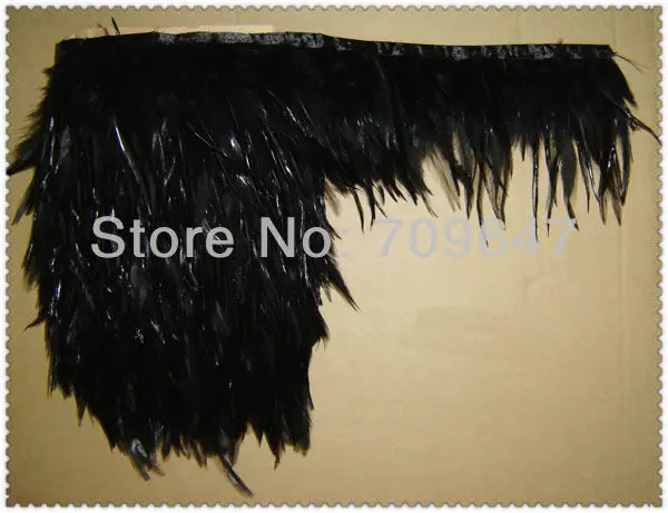 

2Yards/Lot Height 5-6" (12-15cm) Black Rooster Hackle Feather Fringe Hackle Feather Trimming,Plume Decoration,Feather Trim