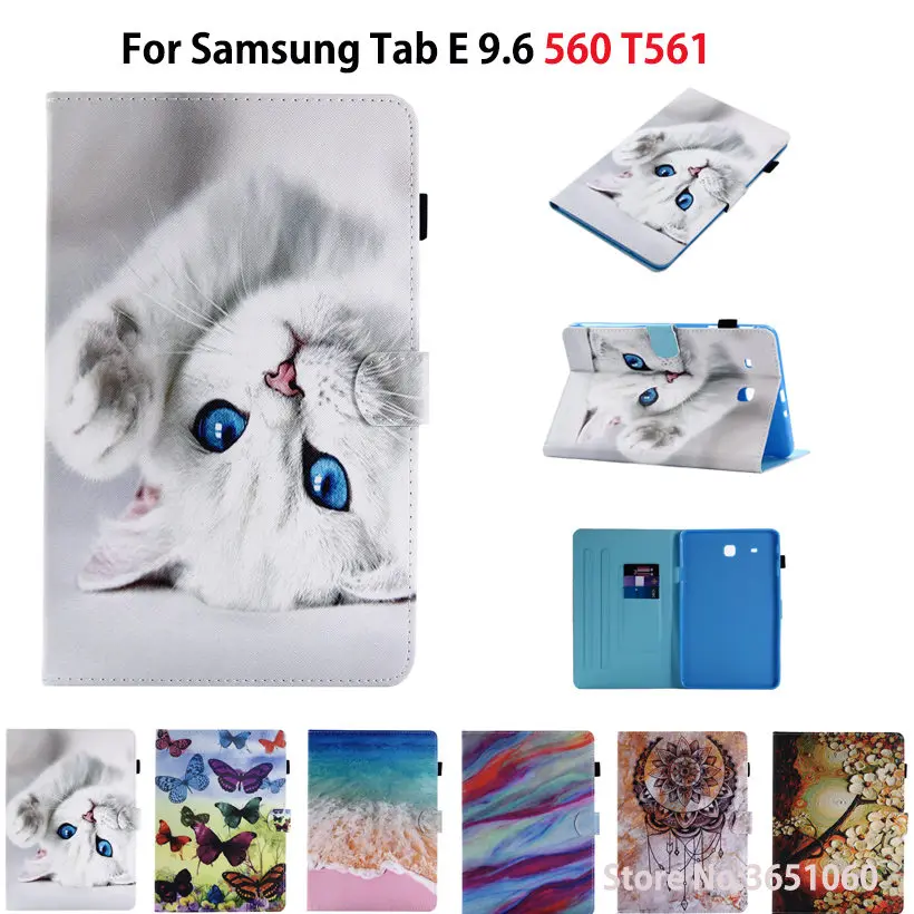

Чехол для Samsung Galaxy Tab E 9,6 дюйма, чехол для Samsung Galaxy Tab E T560, чехол-накладка с изображением мультяшного кота, чехол-подставка