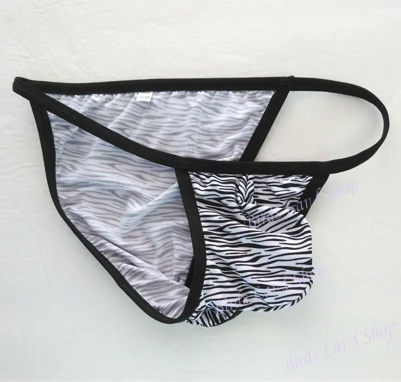 Mens Sexy Underwear String Pouch Bikini zebra leopard black white prints g4484 swimwear tricot