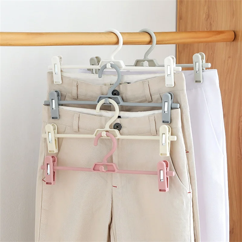 

5pcs Hangers Men's Women's Kid Plastic Hook Trousers Rack Clip Stand Clothes Hanger Pants Skirt Adjustable Pinch Grip Cabide