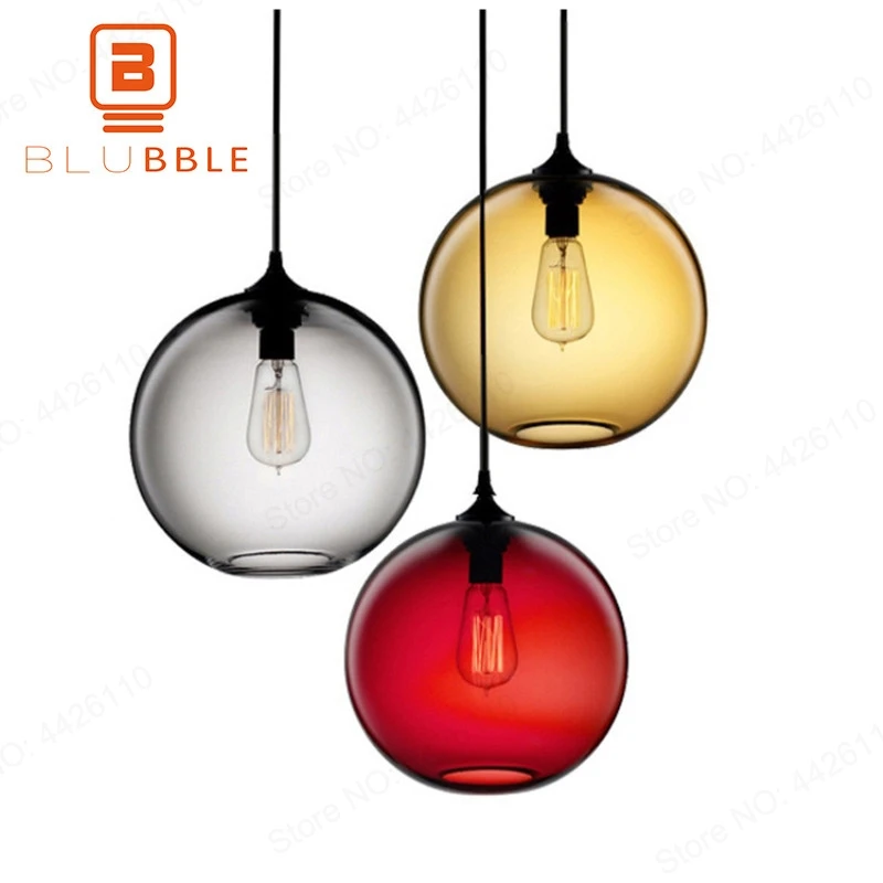 

BLUBBLE Loft Glass Lucky Ball Colorful Pendant Lights Lampshade Dia20cm/25cm/30cm Hanging Lamp E27 Anna Love Festival Christmas