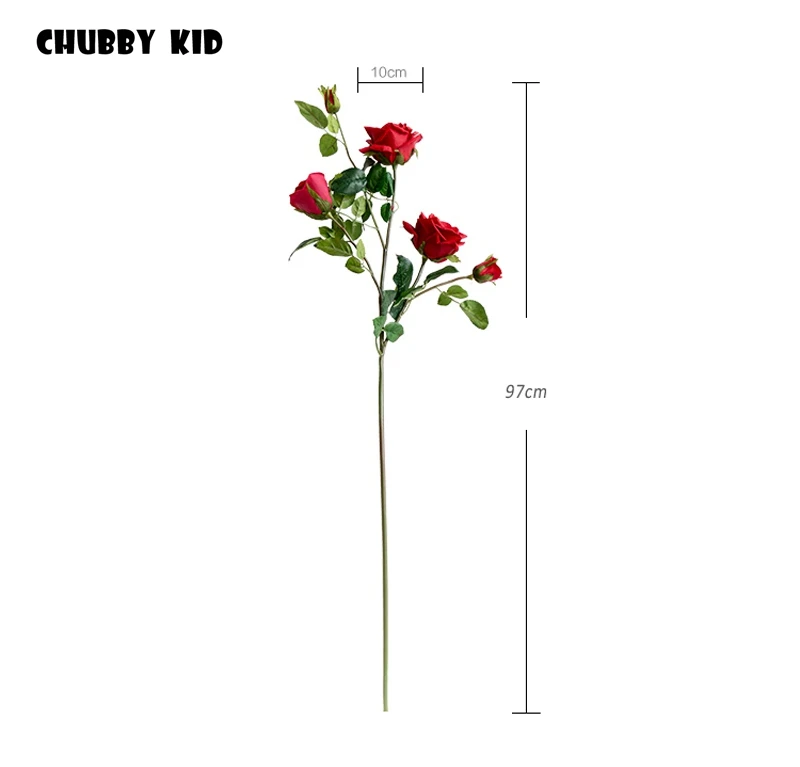 High simulation real touch 5 heads artificial latex rose flowers wholesale wedding decorative long stem real touch rose 6pcs/lot