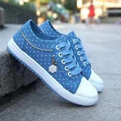 Women's Casual Vulcanized Shoes Lace Mesh  Tenis Feminino Floral Sneakers Lace-up Flat Ladies Slip on Female Footwear Size 35-40