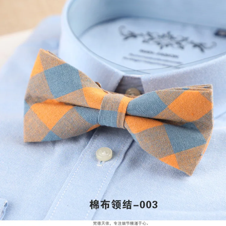 Brand New Mens Fashion Bright Bowtie Check 100% Cotton Soft Striped Double Fracture Butterfly Men Bow Ties Designer Cravat