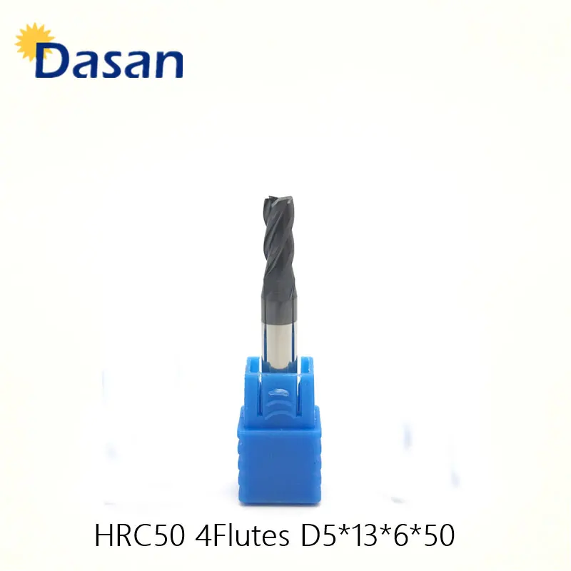 Fresa de topo 5mm 6mm, hrc50 4f 1 peça, de carboneto sólido, helix, corte reto, indexa, ferramenta de fresa cnc, broca de fresa