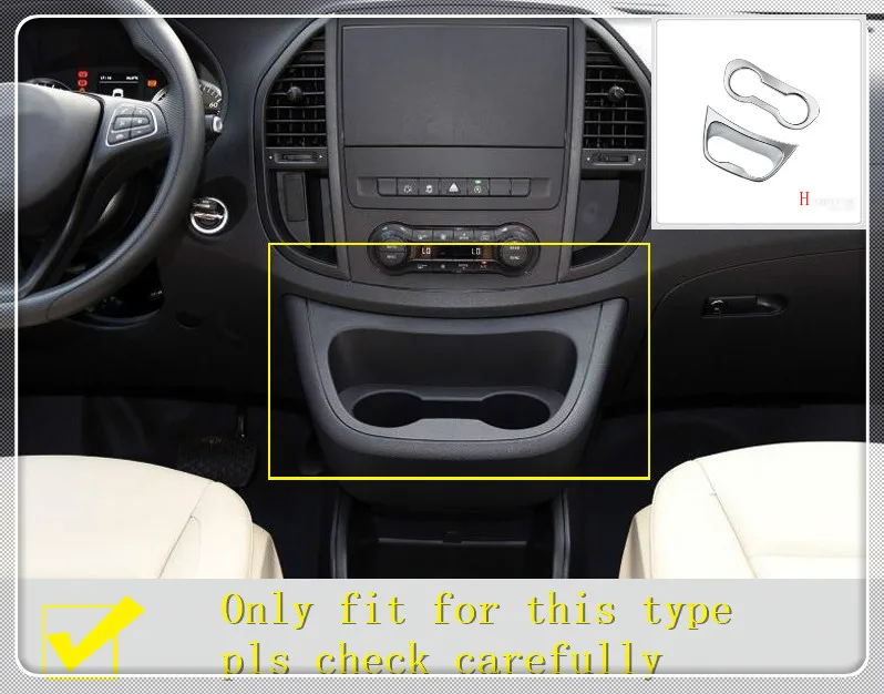 For Mercedes-Benz Vito W447 2014-2022 Chrome Front Middle Console Cup Holder Panel Frame Decoration Cover Trim Car Styling