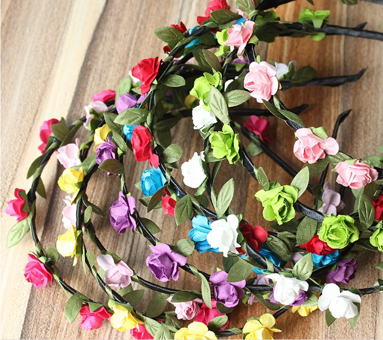 

Bohemian Styles Artificial Rose Flower Headband Seaside Beach Holiday Shoot Decoration Prop Headpiece Jewellery