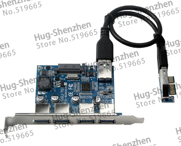 DEBROGLIE Super Speed PCIe PCIE X1 to USB3.0 4port Card with USB 3.0 Cable extension card for Computer windows