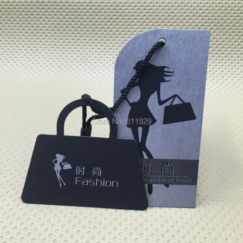 custom ,black matt laminated cardboard tags/ custom shape cutting tags/clothing kraft paper hang tag/garment tags printing