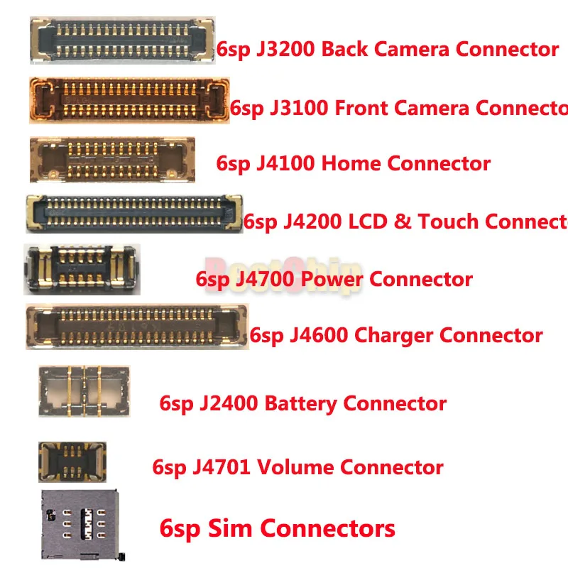 5sets/lot=45pcs for iPhone 6S plus 5.5' LCD/touch camera power volume home button charger battery sim FPC connector on board