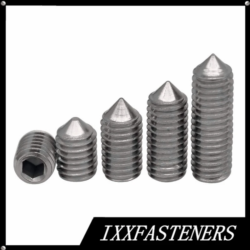 10PCS DIN914 M3 M4 M5 M6 M8 304 316 Stainless Steel Grub Cone Point Hexagon Socket Set Screws