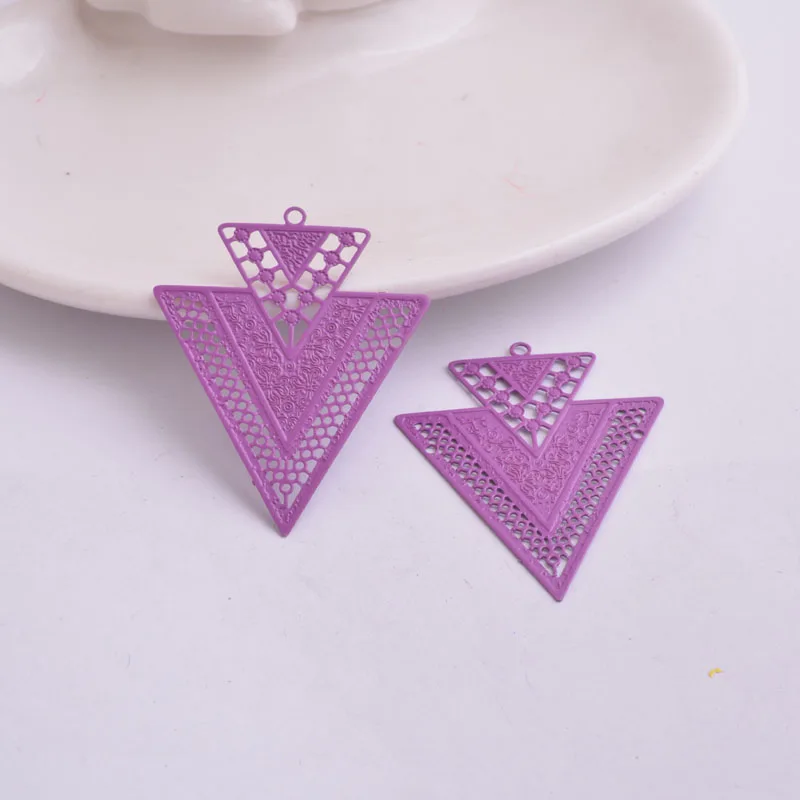 50 Stück AB3335 Silberfarbene Große Dreieckige Anhänger für Ohrringe Geometrische Bunte Anhänger Verbinder DIY Schmuck Ohrringe – Detail 10