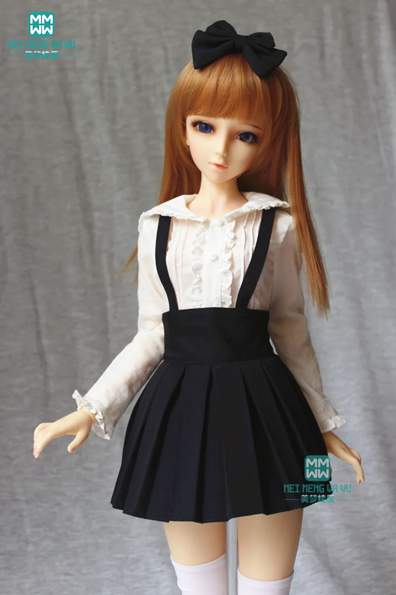 BJD accessories doll clothes fits 1/3 BJD SD doll fashion white shirt + pleated strap dress