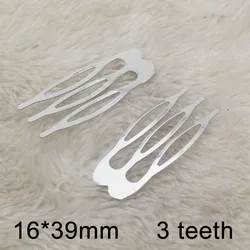 12 Pcs/Pack 3 Teeth Metal Hair Combs 16*39mm High Quality Glossy Plated None Nickle and Lead DIY Clip Women Headwear Accessories