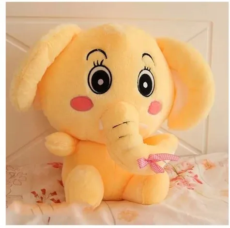 

stuffed animal yellow elephant plush toy about 35cm cute cartoon elephant soft doll Xmas gift t507