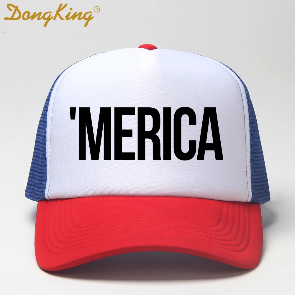 DongKing MERICA Trucker Cap Fashion American Hat Top Quality Mesh Caps 'MERICA Print Love America Hats 10 Colors Men Women Gift