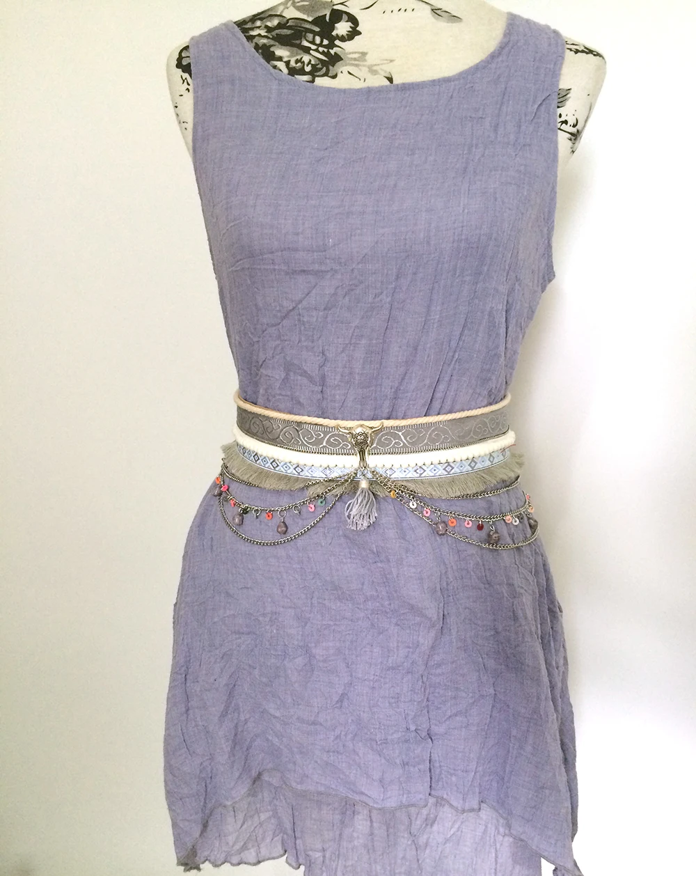 New Gypsy Dangle Hippie Boho Turkish Bohemian Shimmy Belt Dance Body Chains Chain Tassel Tauren Skull Pendants  Skirt Belt