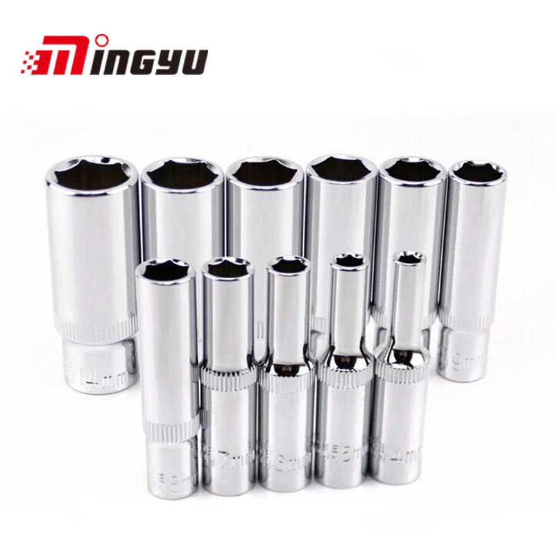 

11PCS 1/4" Drive Deep Socket Set CRV Hand Tools 6 Point Long Socket Hex Repair Tool