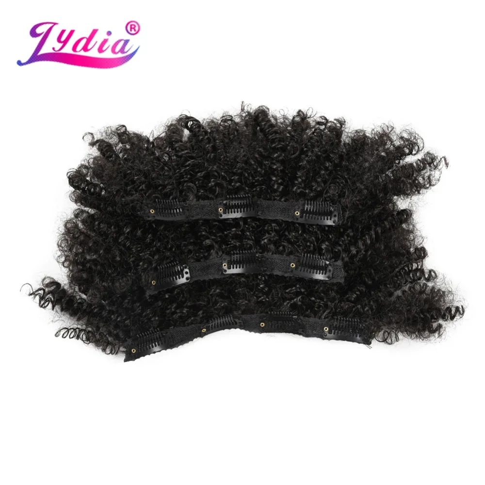 Lydia 8Pcs/set 18 Clips In Hair Hairpieces 6 Inch kInky Curly Synthetic Heat Resistant Hair Extensions All Color Available