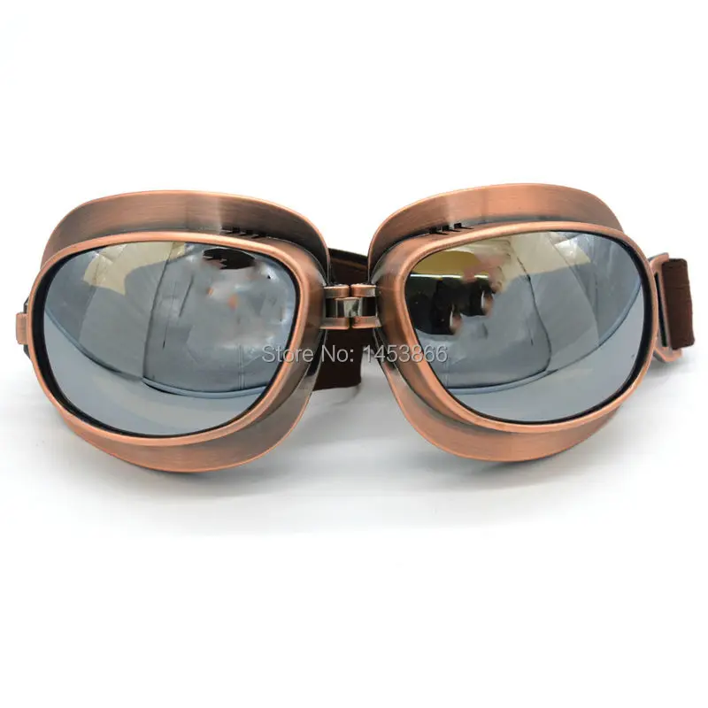 Evomosa – lunettes de casque de Motocross, verres argentés, Vintage, en cuivre, pilote de Scooter, motard, en cuivre pour Cafe Racer Dirt Bike