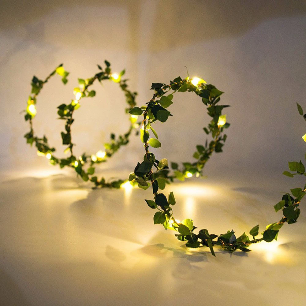 3M 30 LED green leaf  String Lights Fairy Micro LEDs Copper Wire For Outdoor Christmas decoration Battery for Party Wedding