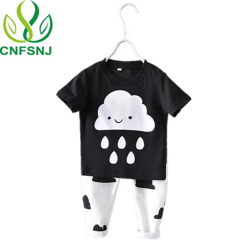 CNFSNJ Hot Sale Baby Girl Boy Clothes New 2020 summer Newborn Baby's Sets T shirts+Pants  Clouds Rain Newborn Baby Girl Clothes