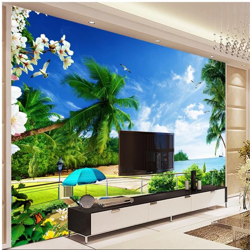 beibehang 3d wall murals wallpaper beach views backdrop murals TV backdrop wallpaper living room bedroom waterfall murals