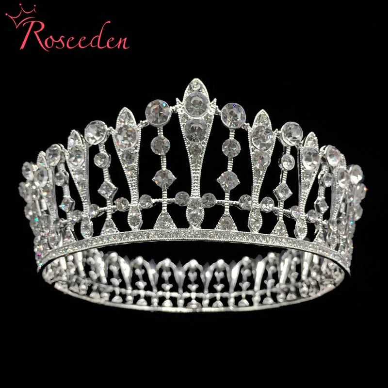 Romantic Pageant Beauty Contest  Queen King crown  Full Round Crystal Rhinestone  Wedding Tiara Crown Hair Jewelry RE3015