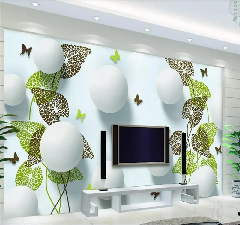 

Custom wallpaper fresh 3d round ball butterfly calla lily wall decorative painting waterproof material