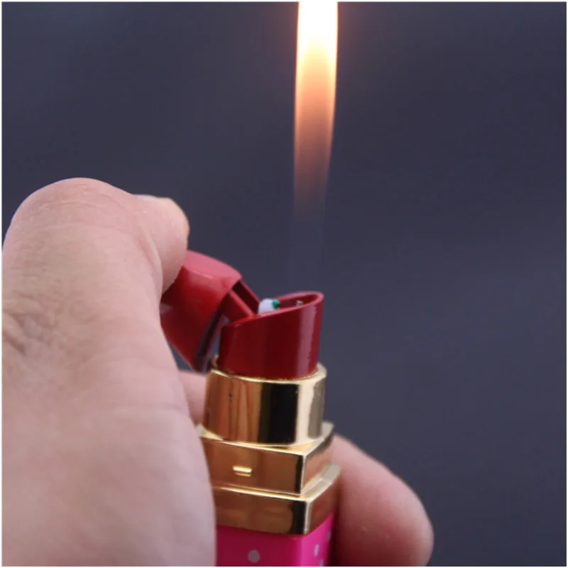 2017 Novelty Lipstick Shape Lighters Refillable Butane Gas Flame Cigarette Lighter Lady Fire Best Gift For Women Smokers