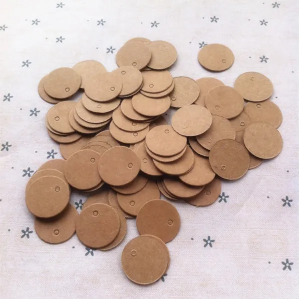 100pcs Brown Kraft Paper Tags White Round Paper Cards Wedding Gift Decorating Tag Mini Round Food Label 2*2cm