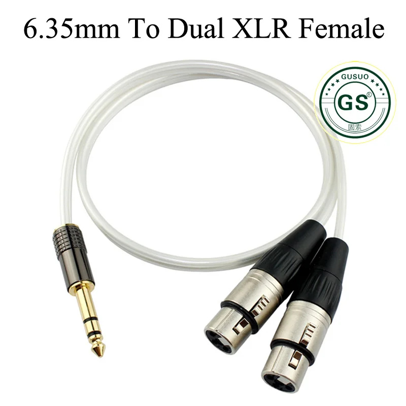Gusuo 6.35ミリメートルステレオtrsジャックプラグデュアルxlr男性女性プロ音楽ミキサーオーディオケーブル0.5メートル-30メートル