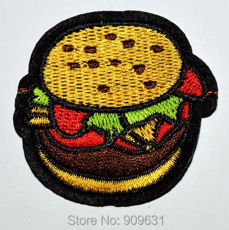 New ! HAMBURGER - BURGER - BBQ - EMBROIDERED IRON ON APPLIQUE PATCH IRON ON PATCHES