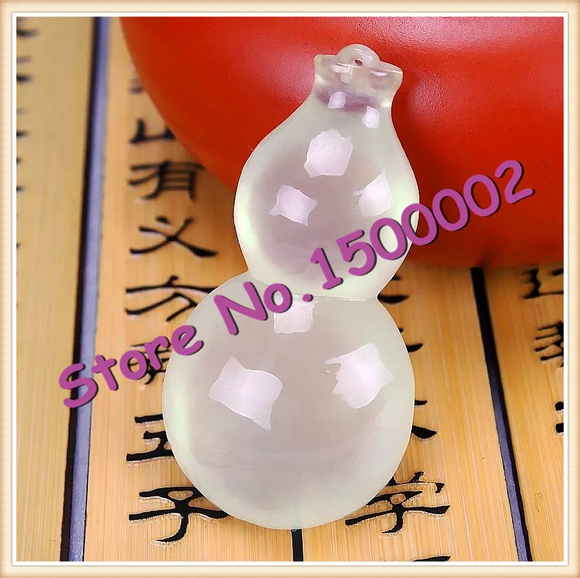 

F Super 100% Natural Hand-carved Chinese white Jade pendant carving Gourd Jade necklace